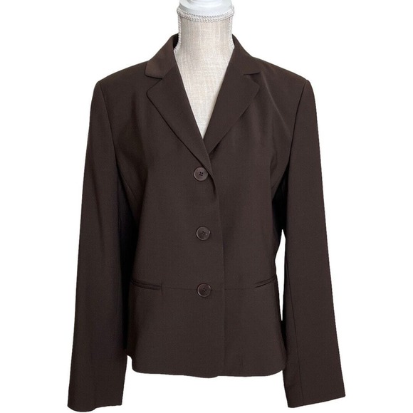 Talbots Jackets & Blazers - Talbots Blazer Jacket Womens Size 12 Brown Wool Blend Career Casual